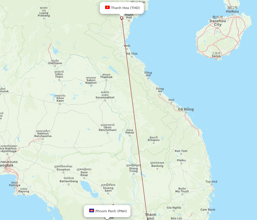 THD-PNH flight routes