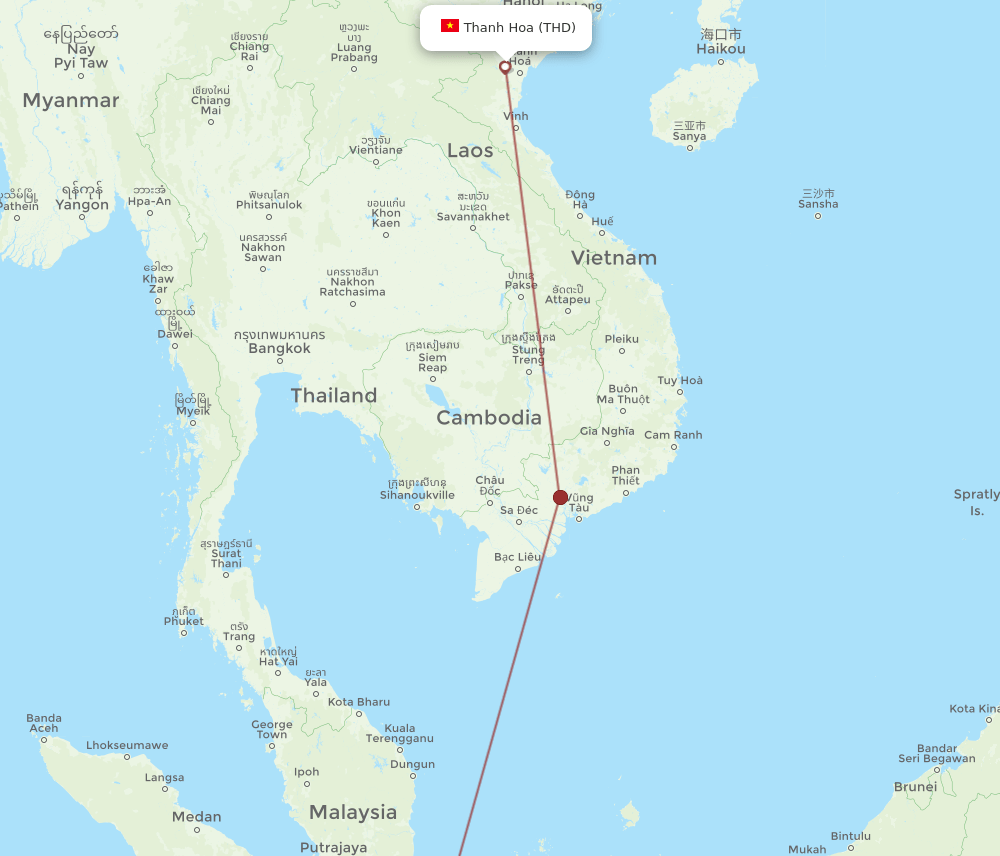 THD-SIN flight routes