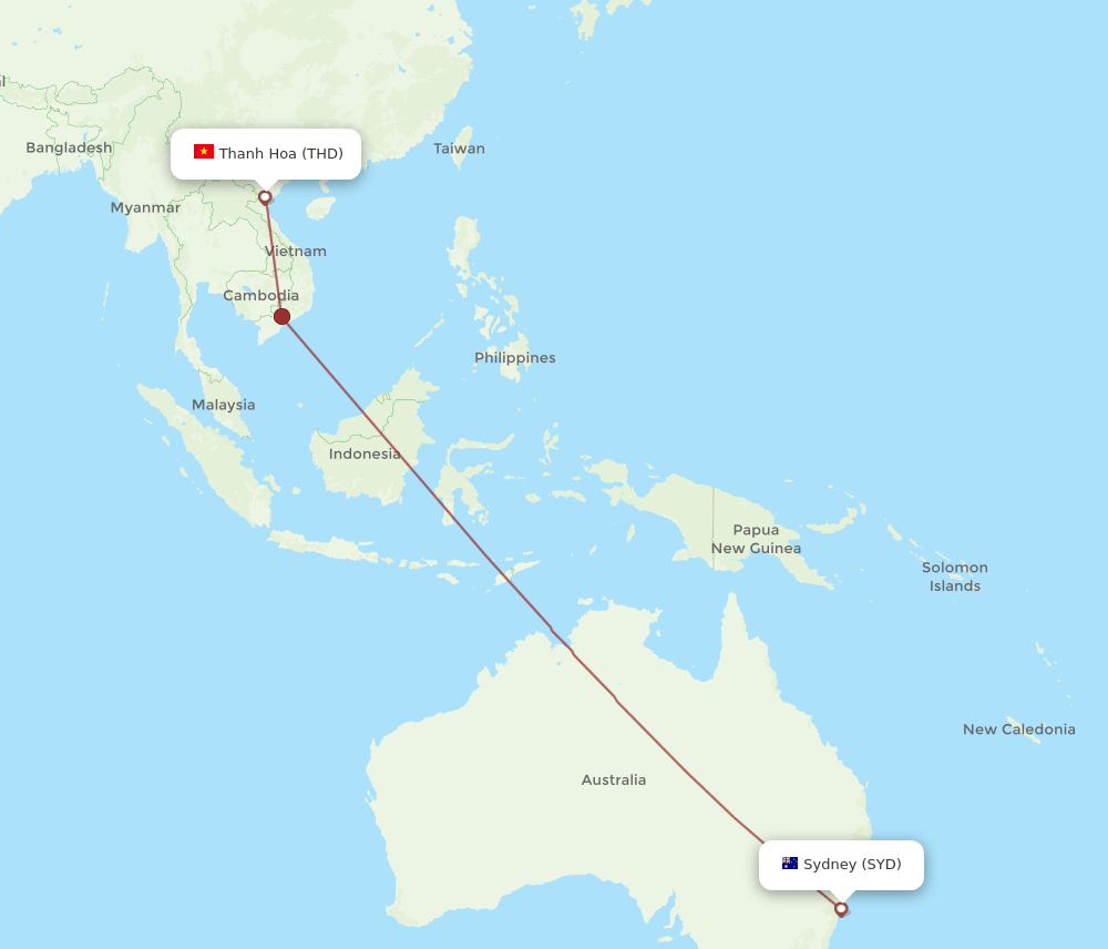 THD-SYD flight routes