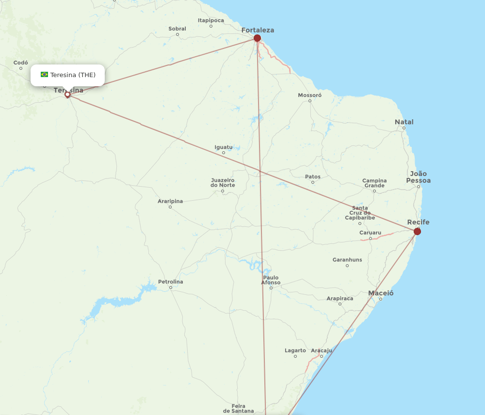 THE to SSA flights and routes map