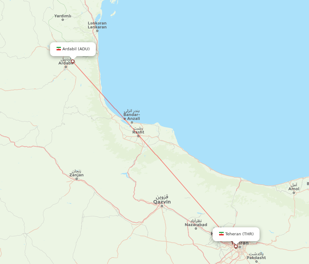 THR to ADU flights and routes map