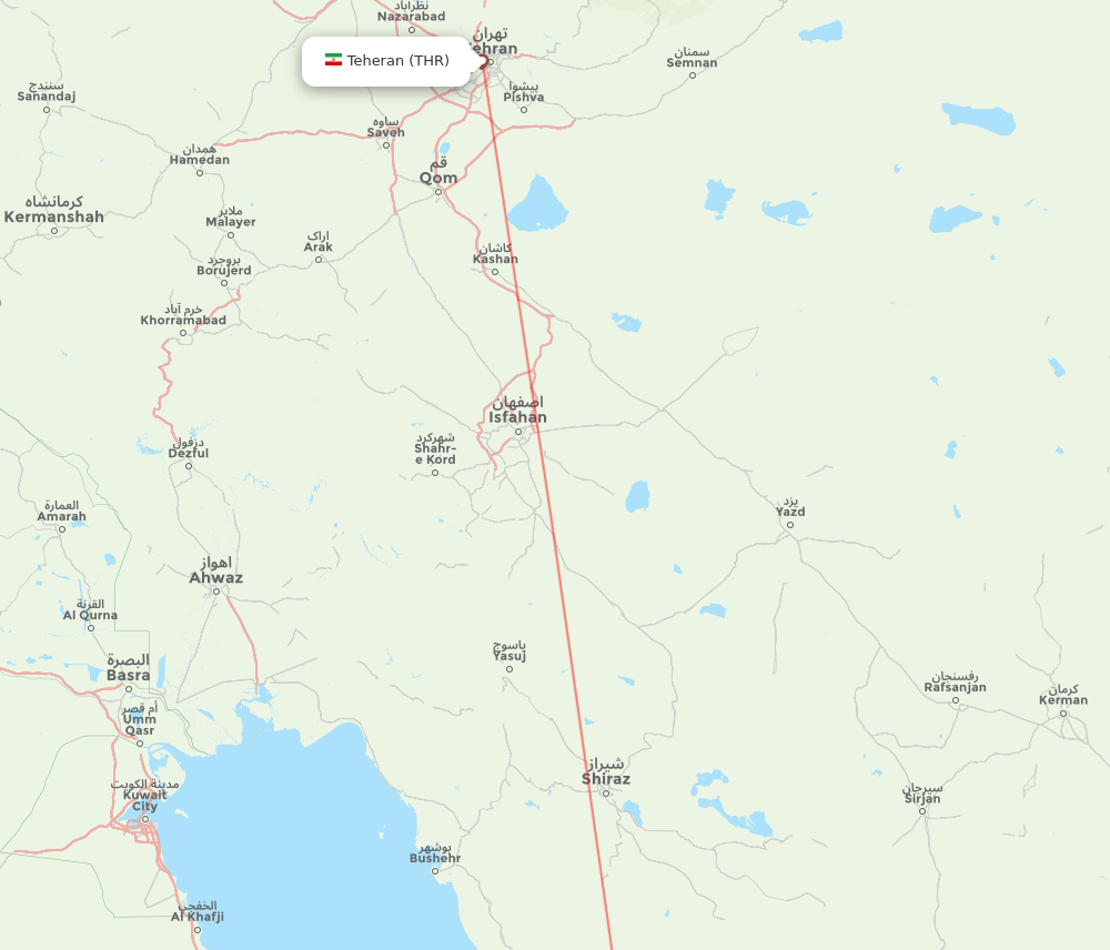 Tehran - Ala'Marvdasht route map and flight paths