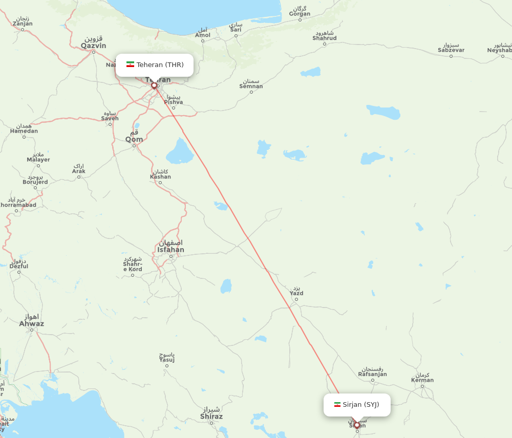 THR to SYJ flights and routes map