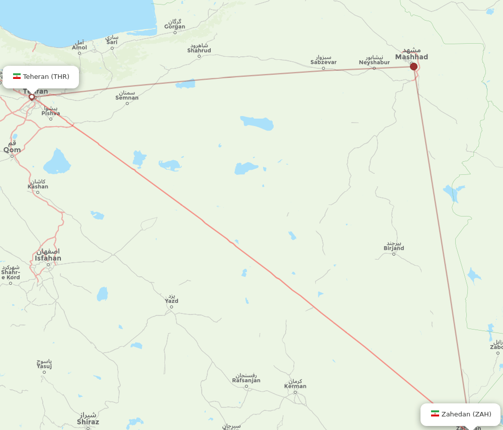 THR-ZAH flight routes