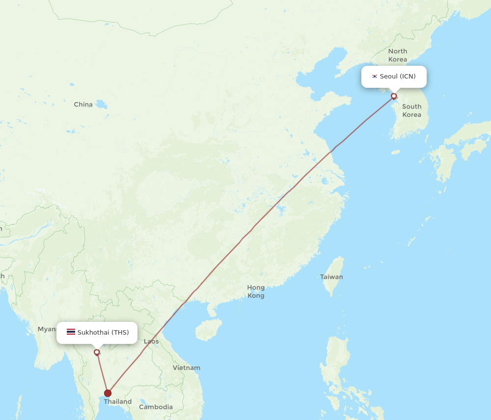THS-ICN flight routes