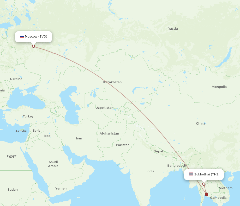 THS-SVO flight routes