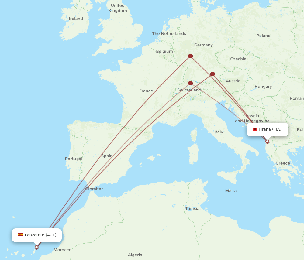 TIA-ACE flight routes