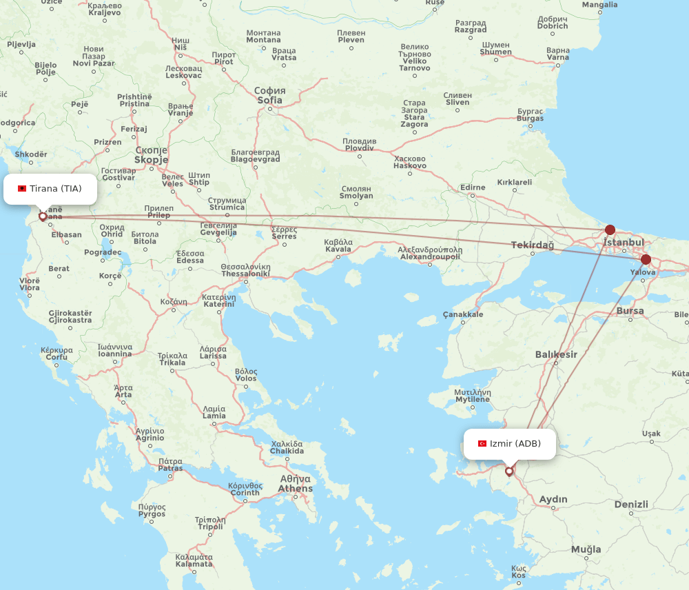 TIA-ADB flight routes