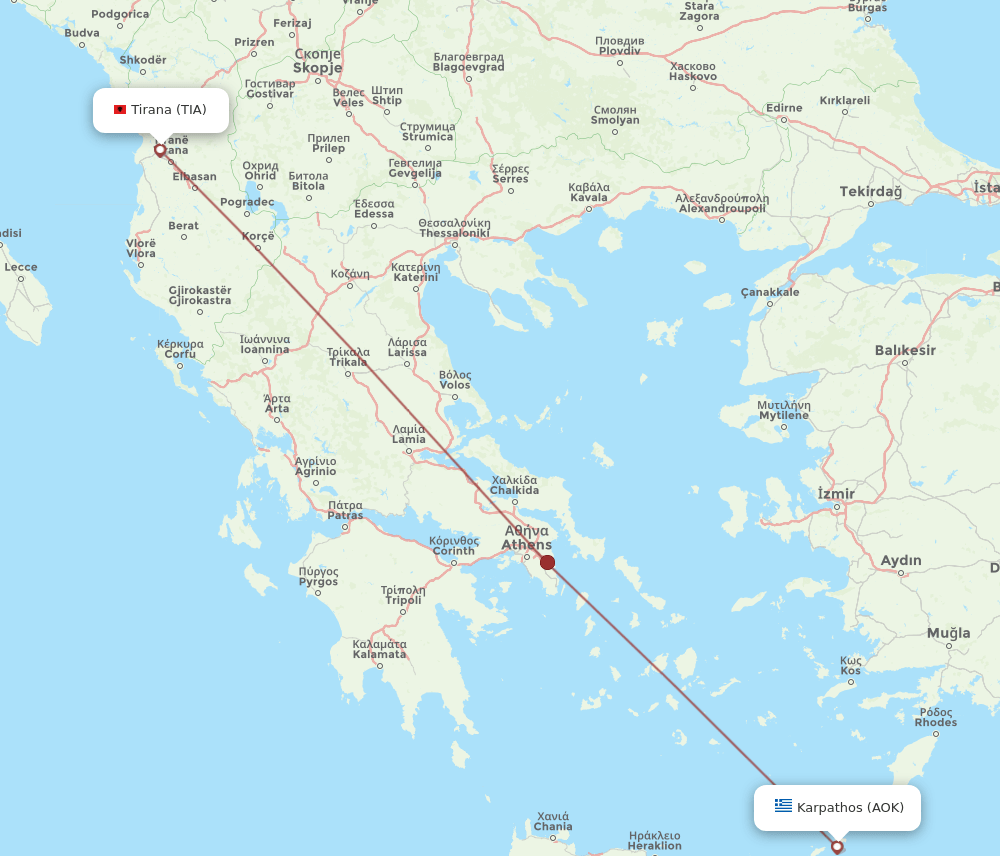TIA-AOK flight routes