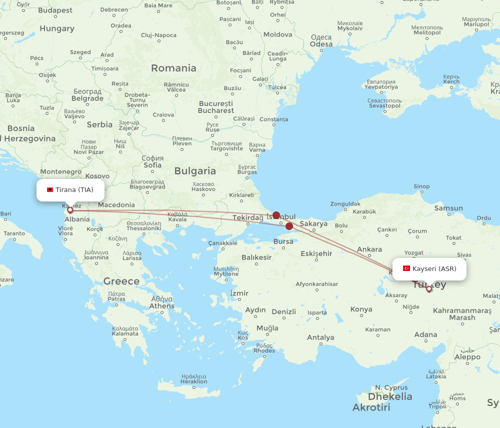 TIA-ASR flight routes