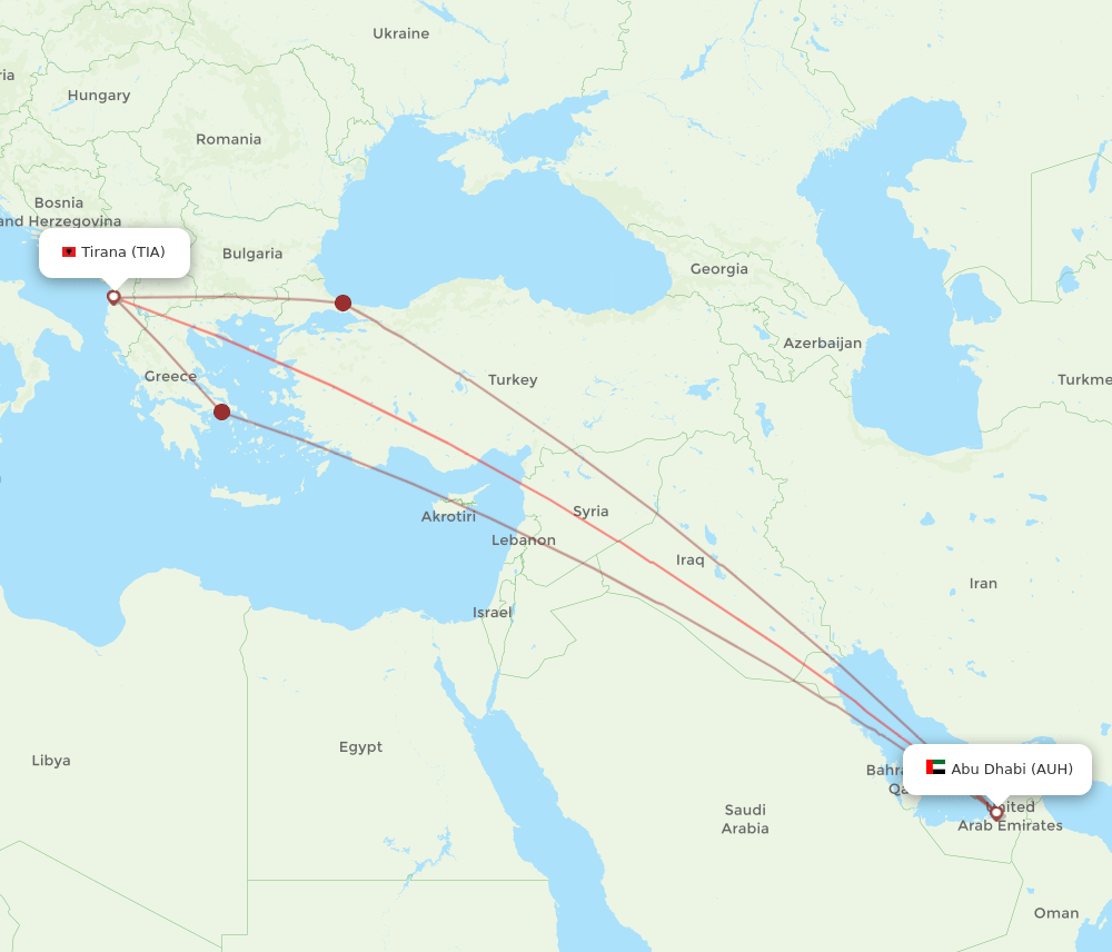 TIA-AUH flight routes