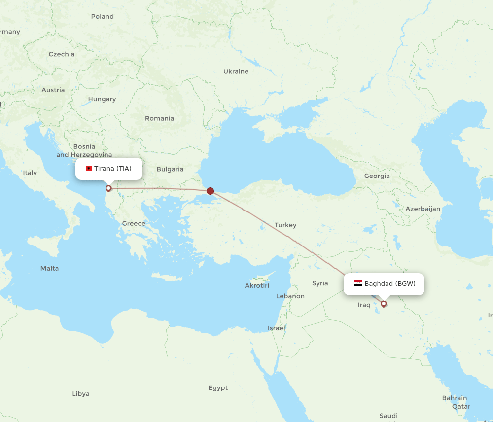 TIA-BGW flight routes