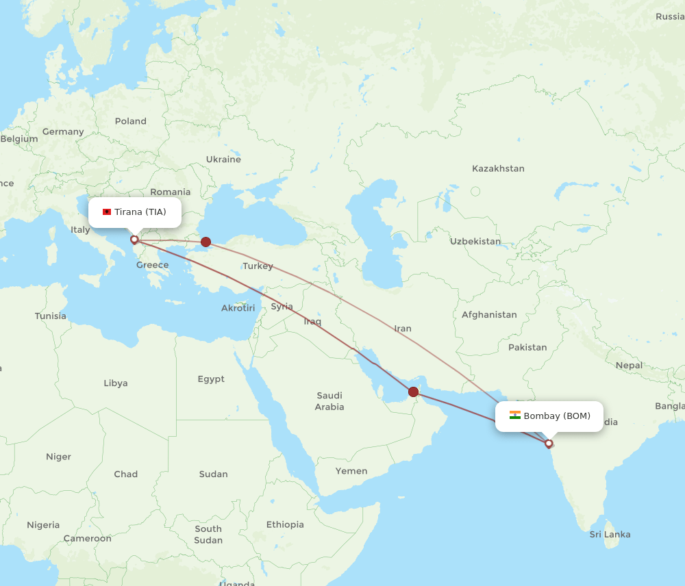 TIA-BOM flight routes