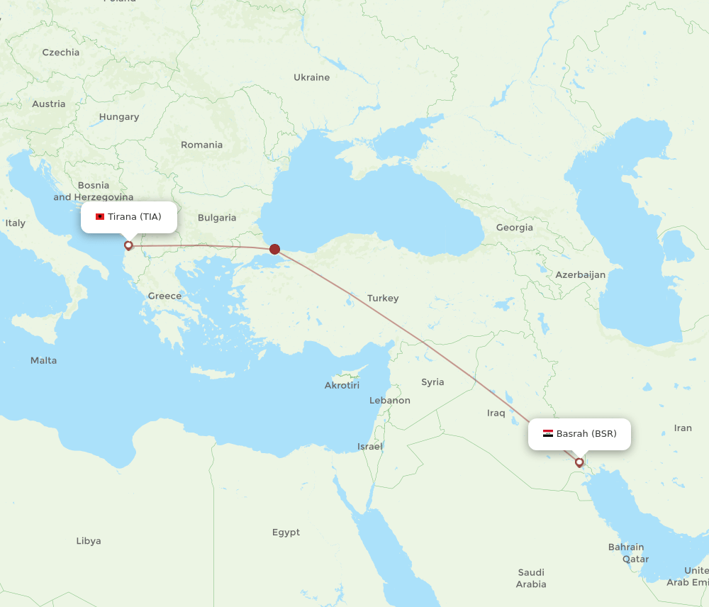 TIA-BSR flight routes
