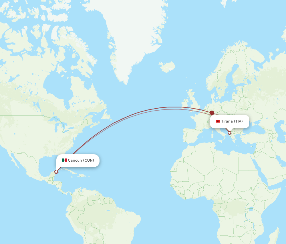 TIA-CUN flight routes