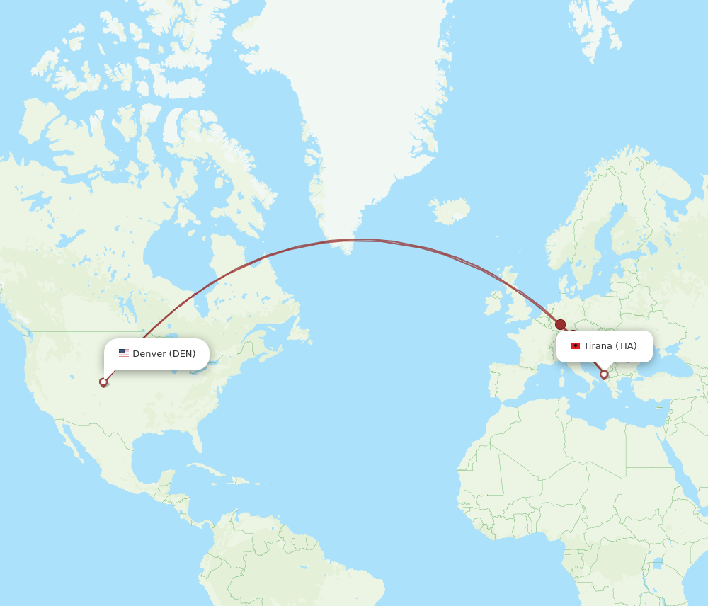 TIA-DEN flight routes