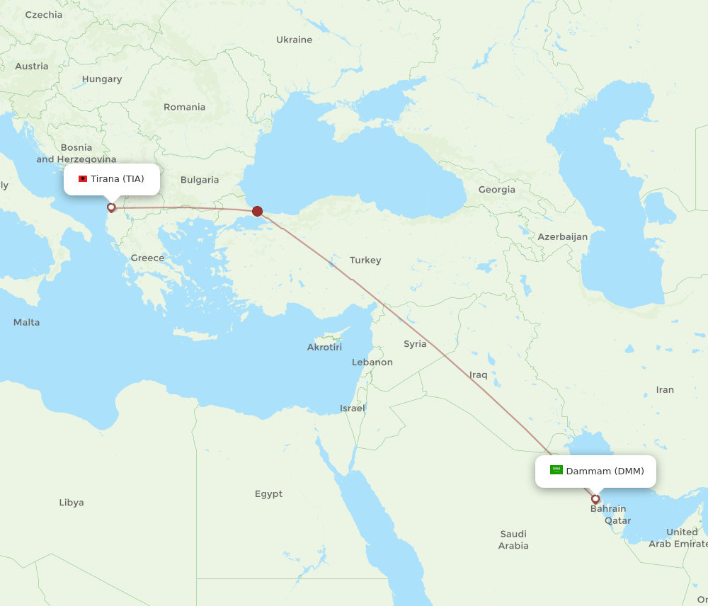 TIA to DMM flights and routes map