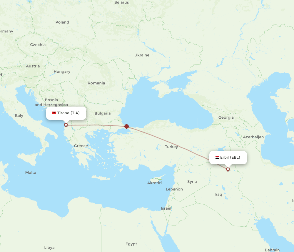 TIA-EBL flight routes