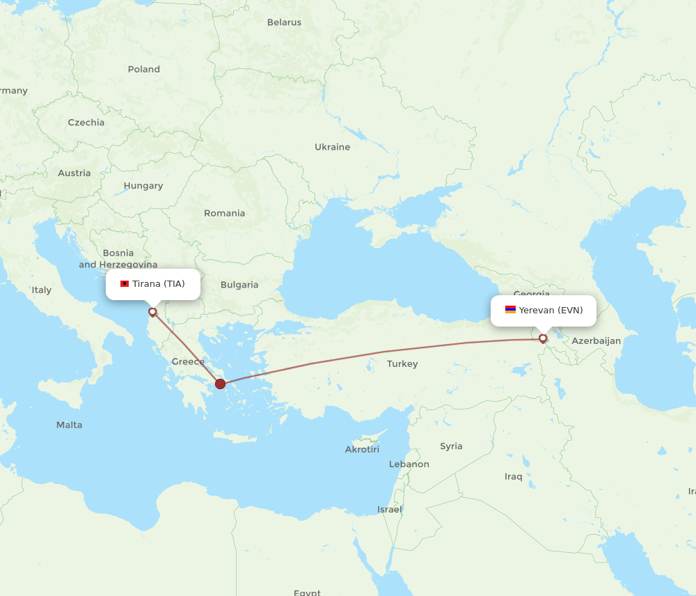 TIA-EVN flight routes