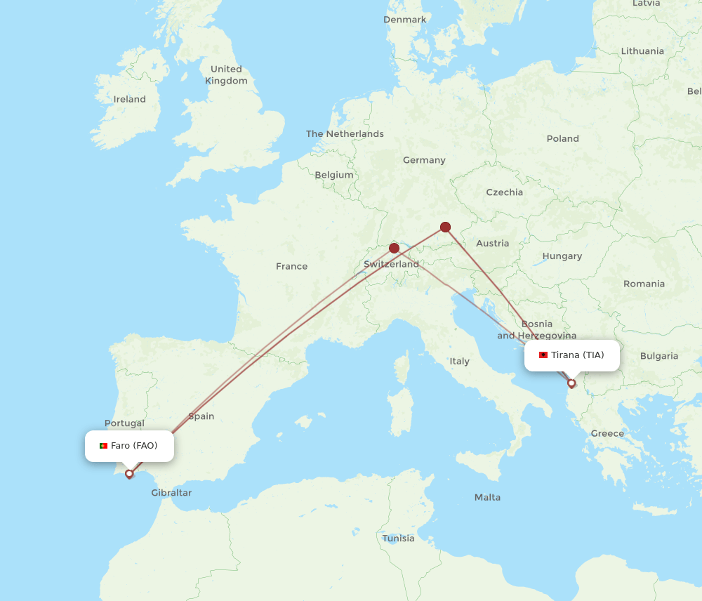 TIA-FAO flight routes