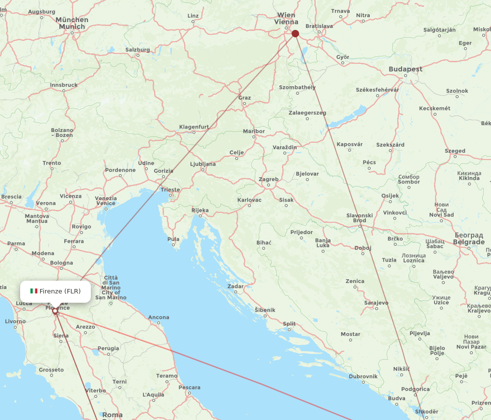 TIA to FLR flights and routes map