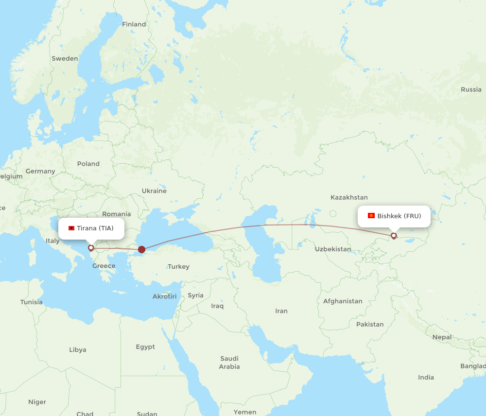 TIA-FRU flight routes