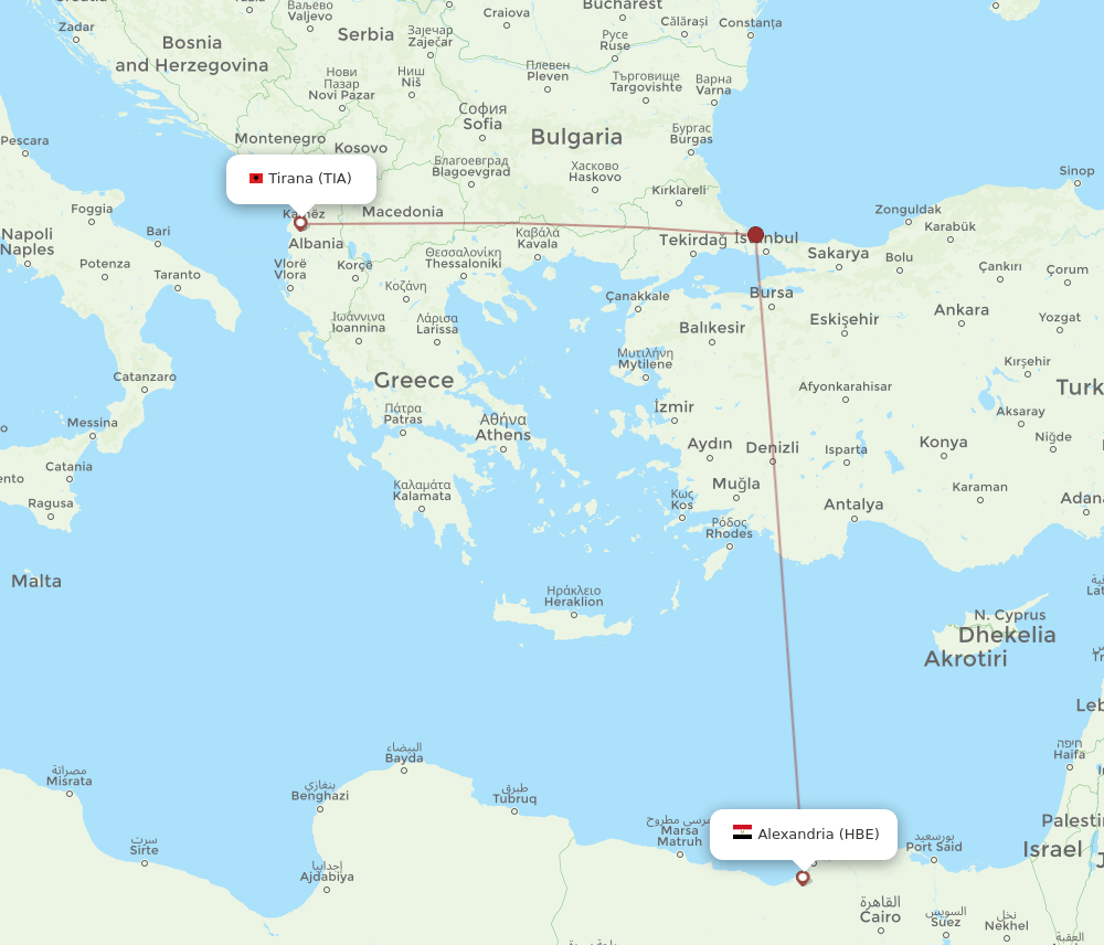 TIA-HBE flight routes