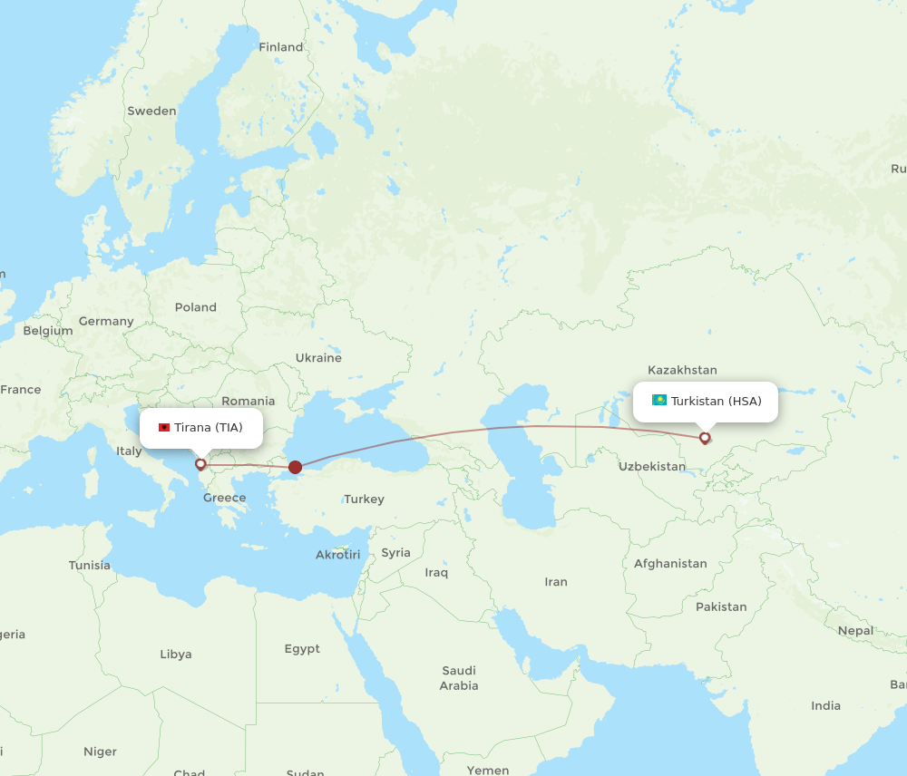 TIA to HSA flights and routes map