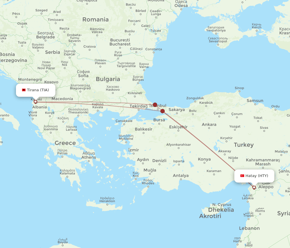 TIA-HTY flight routes