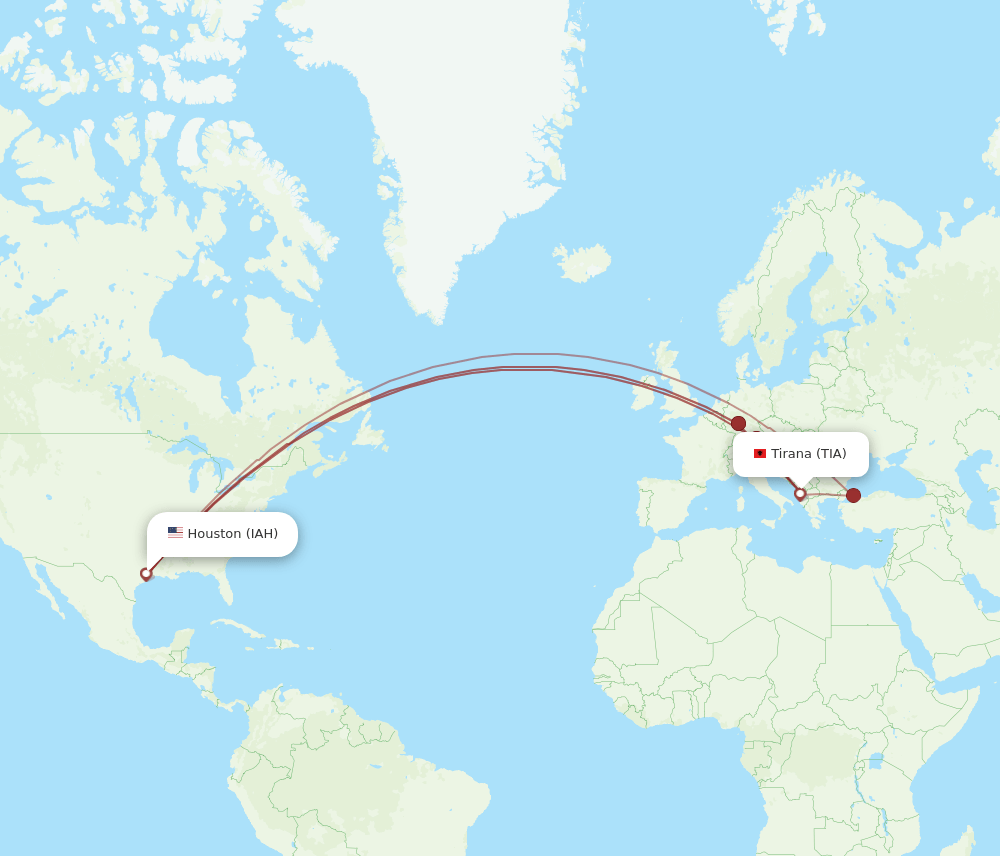 TIA-IAH flight routes