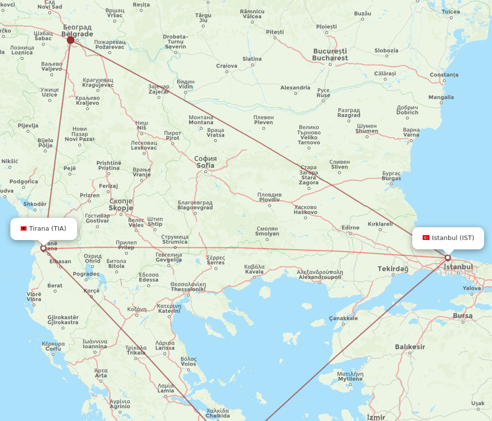 TIA-IST flight routes