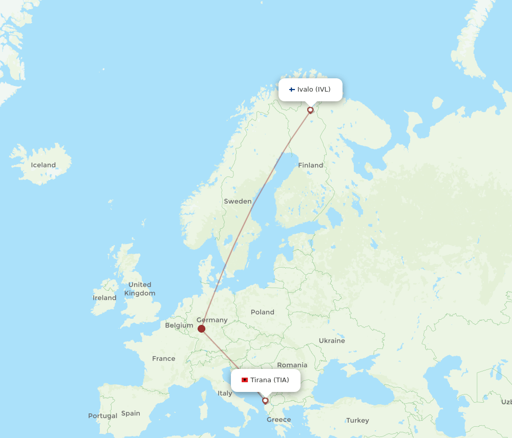 TIA-IVL flight routes