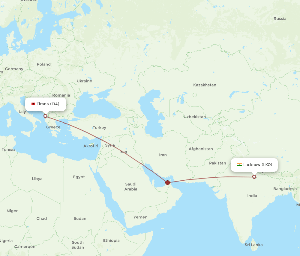 TIA to LKO flights and routes map