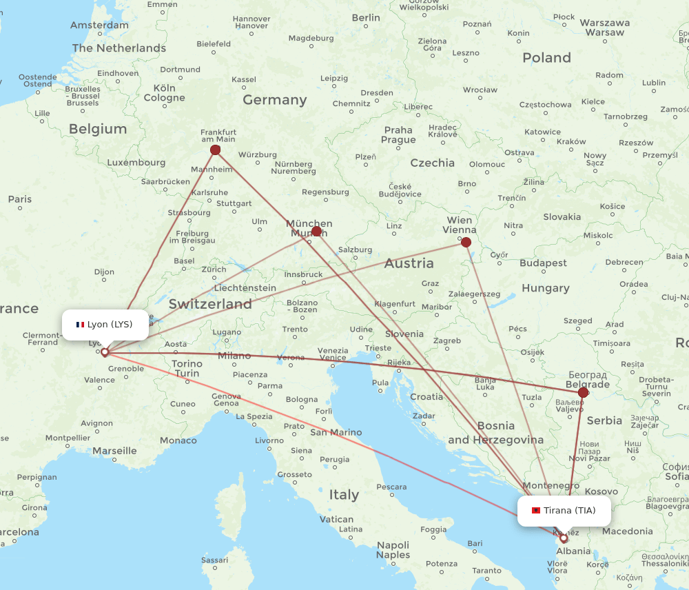 TIA-LYS flight routes