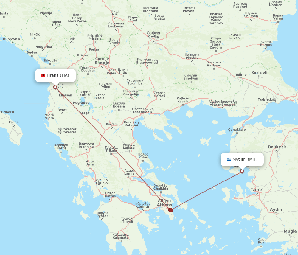 TIA to MJT flights and routes map