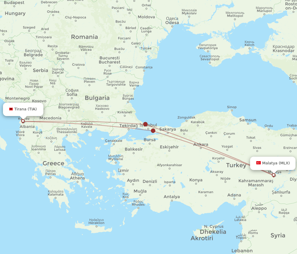 TIA-MLX flight routes
