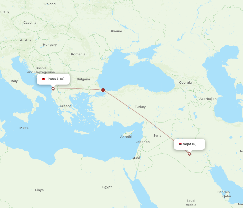 TIA-NJF flight routes
