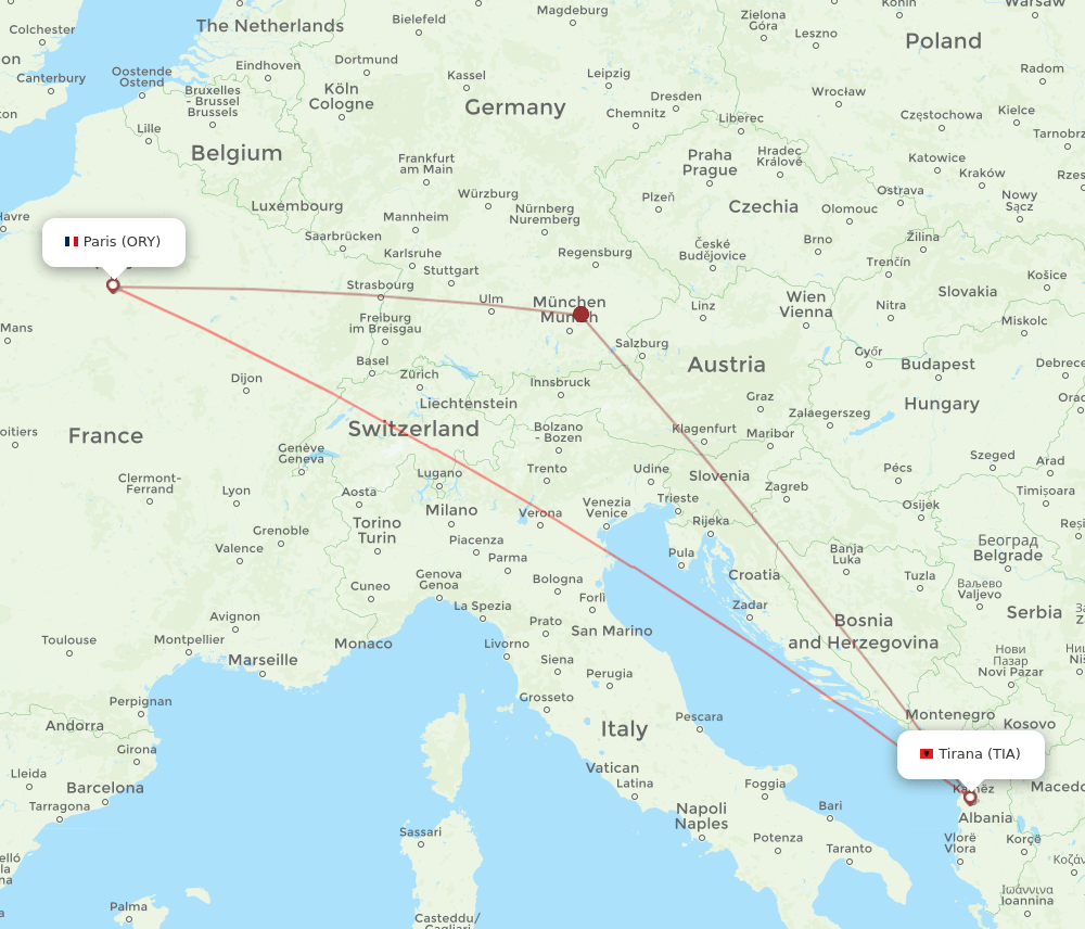TIA-ORY flight routes