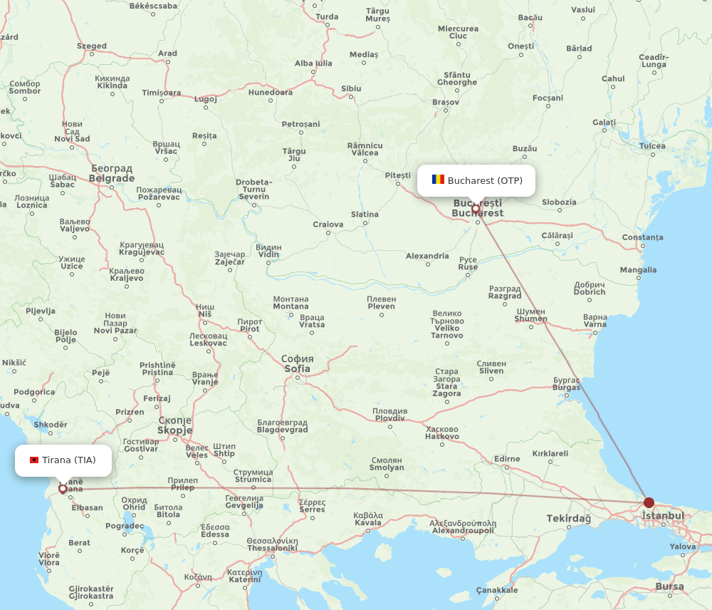 TIA-OTP flight routes