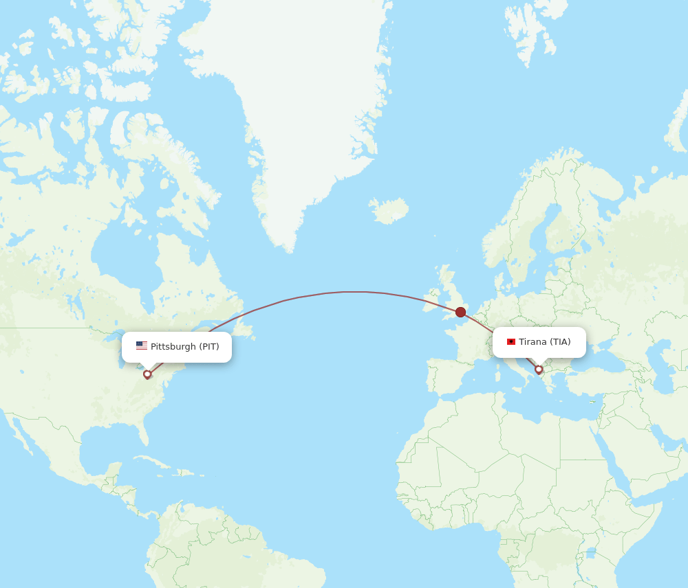 TIA-PIT flight routes