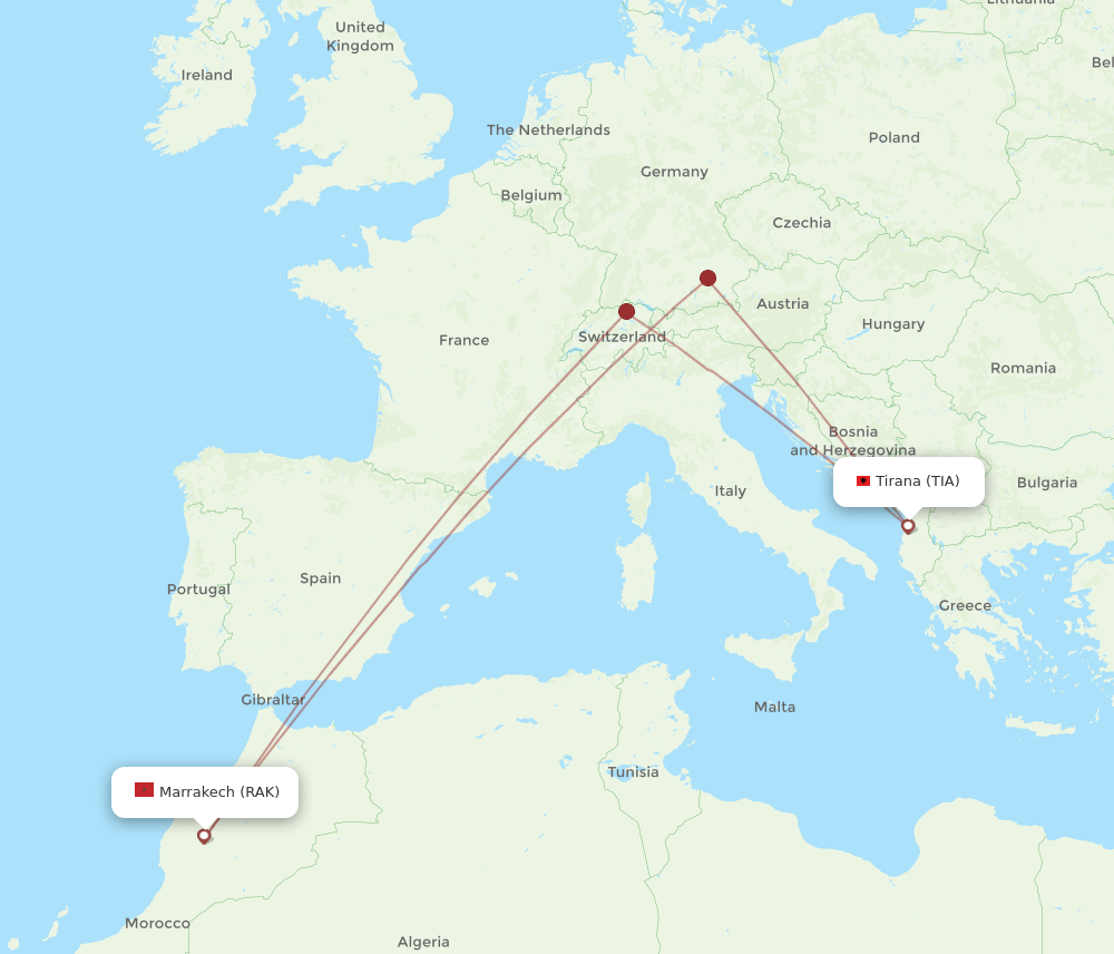 TIA-RAK flight routes