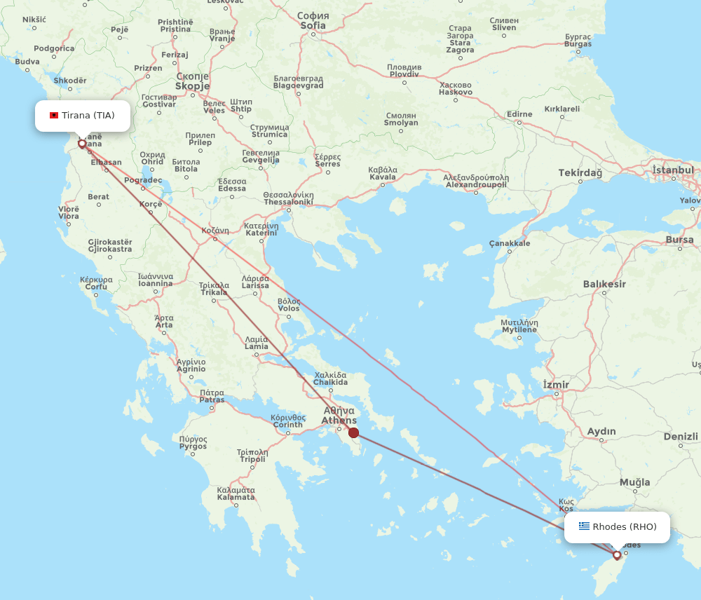 TIA-RHO flight routes
