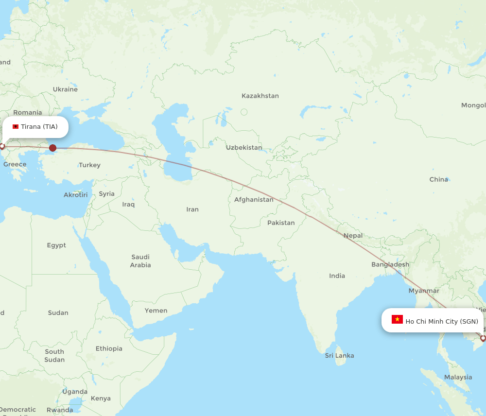 TIA-SGN flight routes