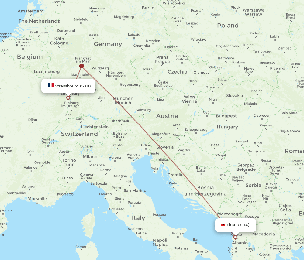 TIA-SXB flight routes