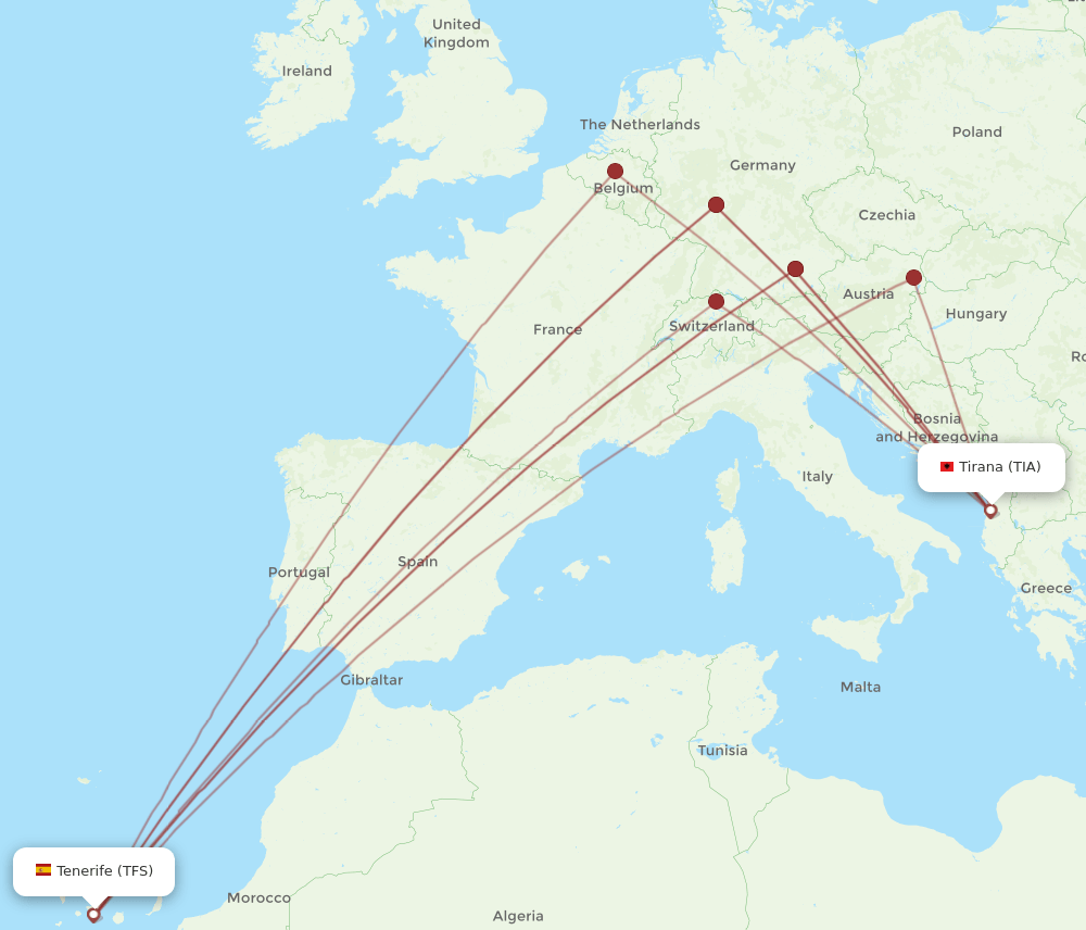 TIA-TFS flight routes