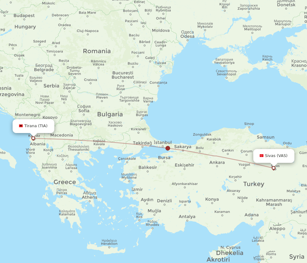 TIA-VAS flight routes