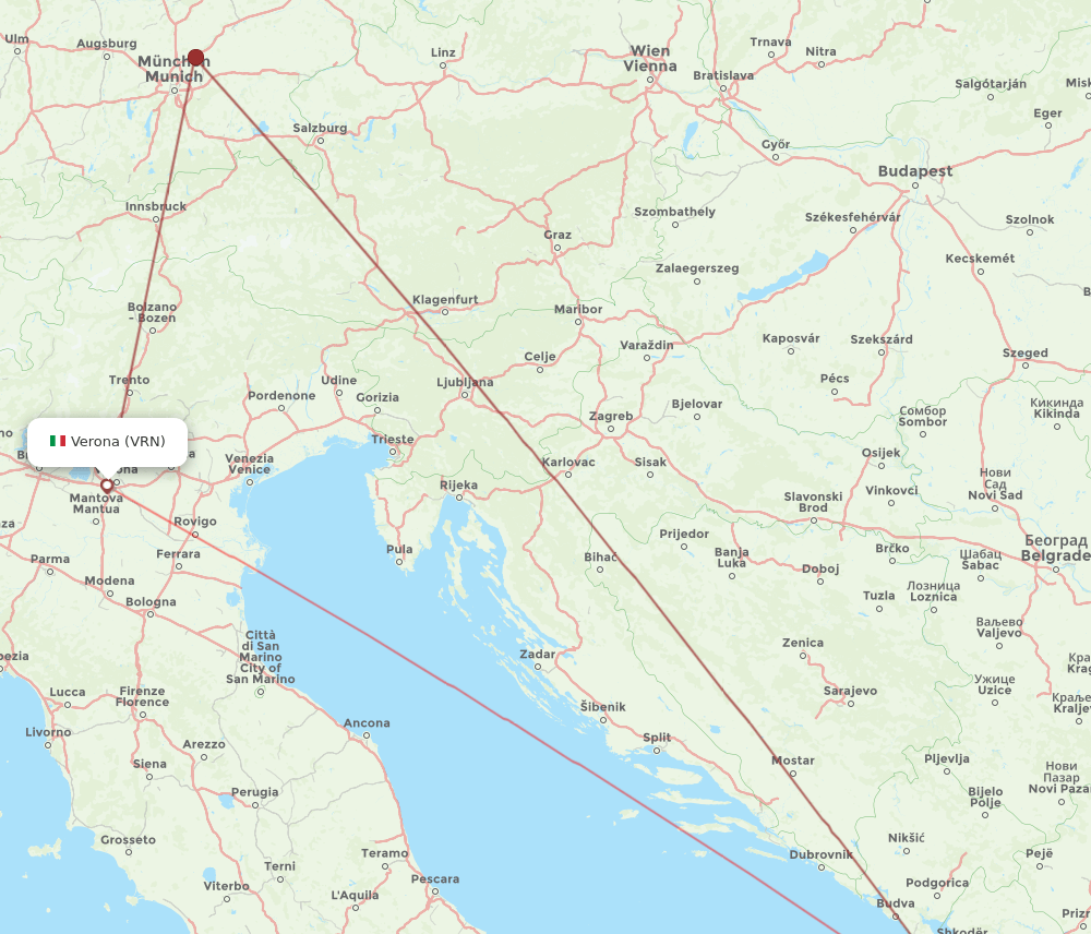 TIA to VRN flights and routes map