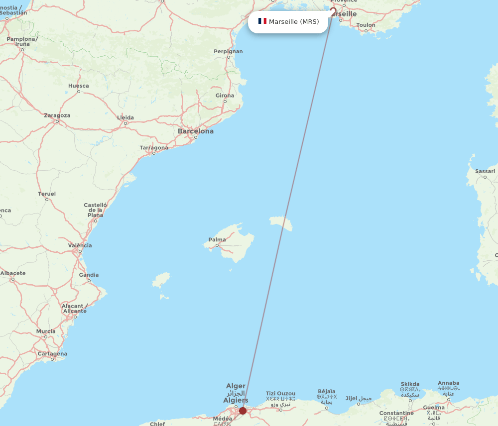 TID to MRS flights and routes map
