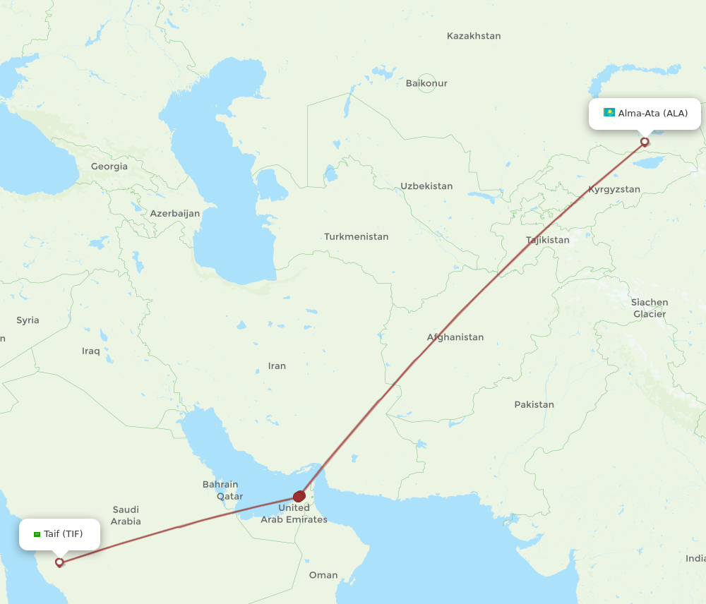 TIF-ALA flight routes