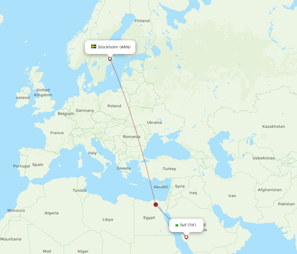 TIF-ARN flight routes